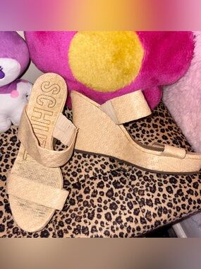 Shutz tan wedge sandals